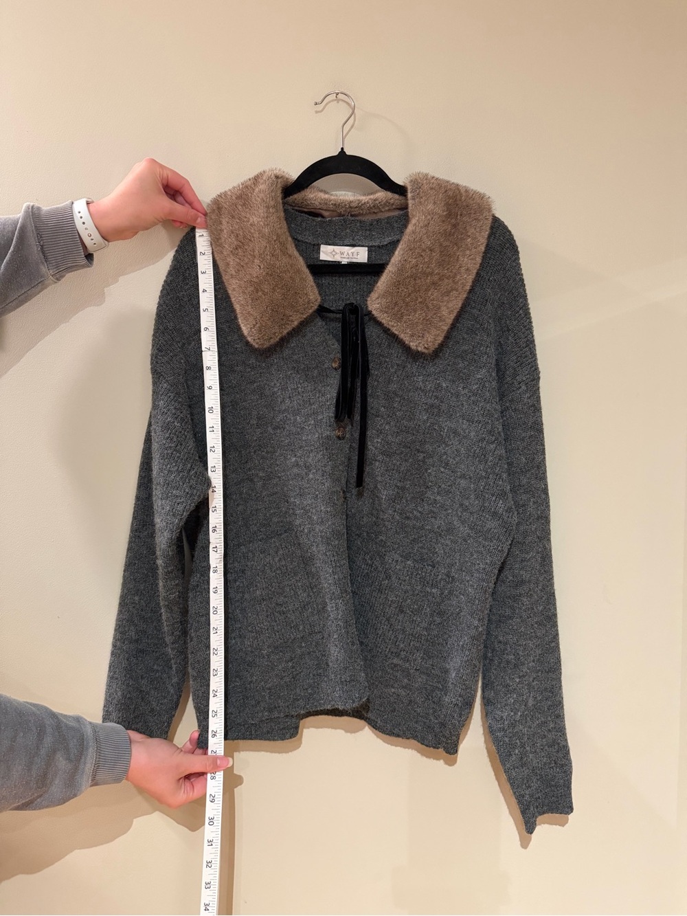 WAYF Gray Button Up Sweater - Picture 8 of 10